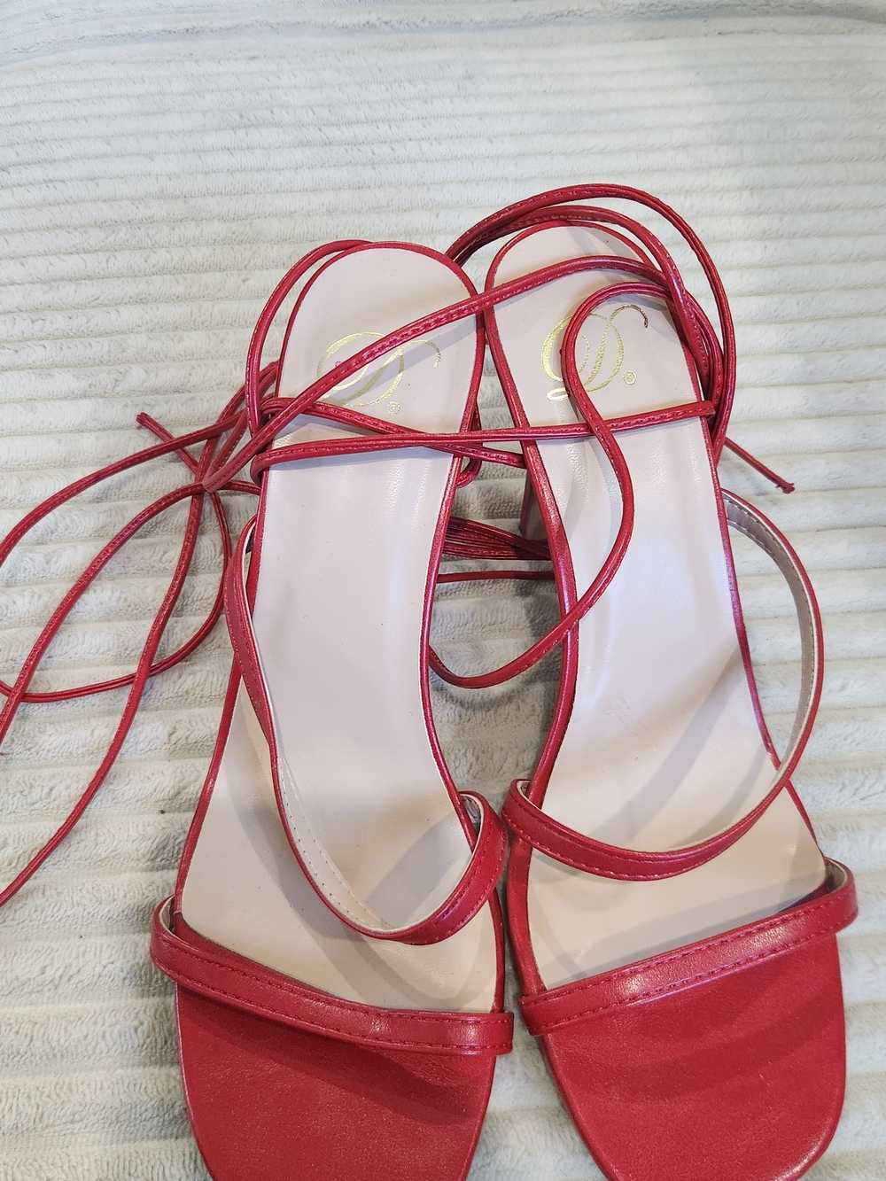 Red Lace-Up Strappy Women's Sandals